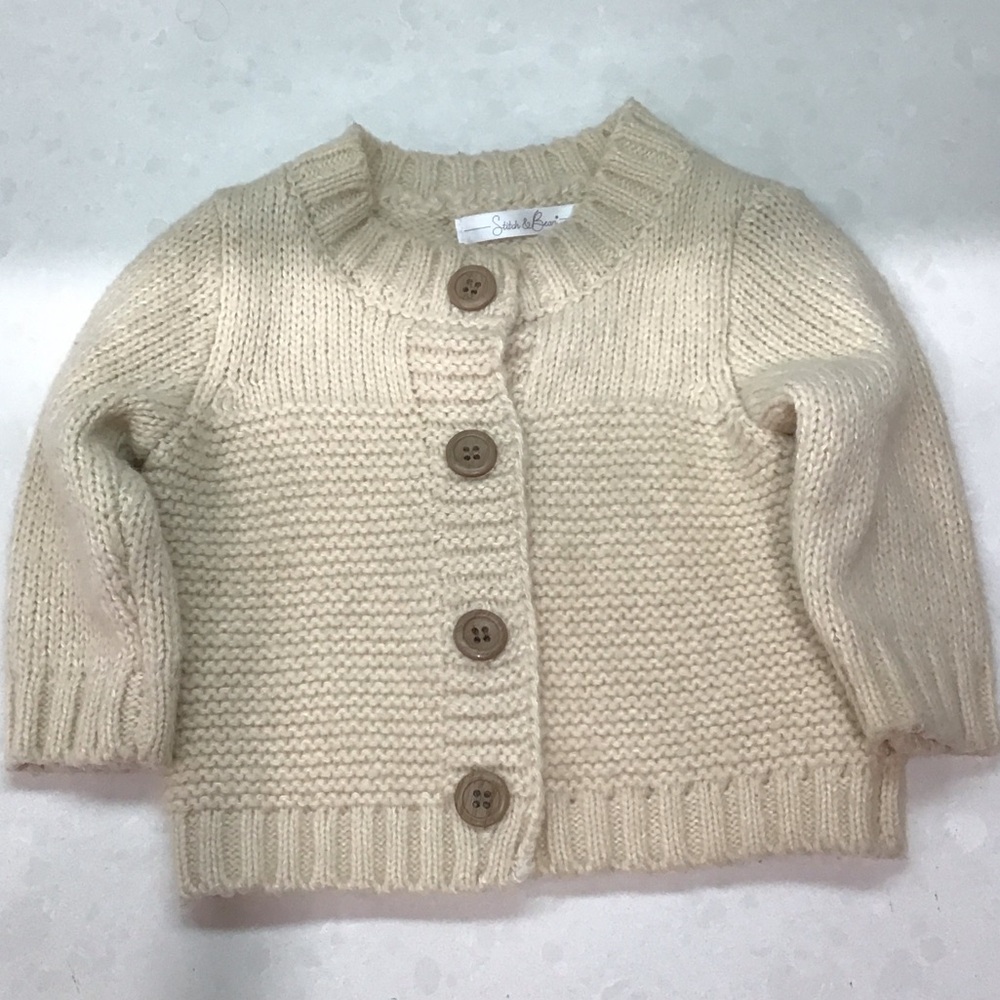 Charming Oatmeal Classic Knit Cardigan for Kids